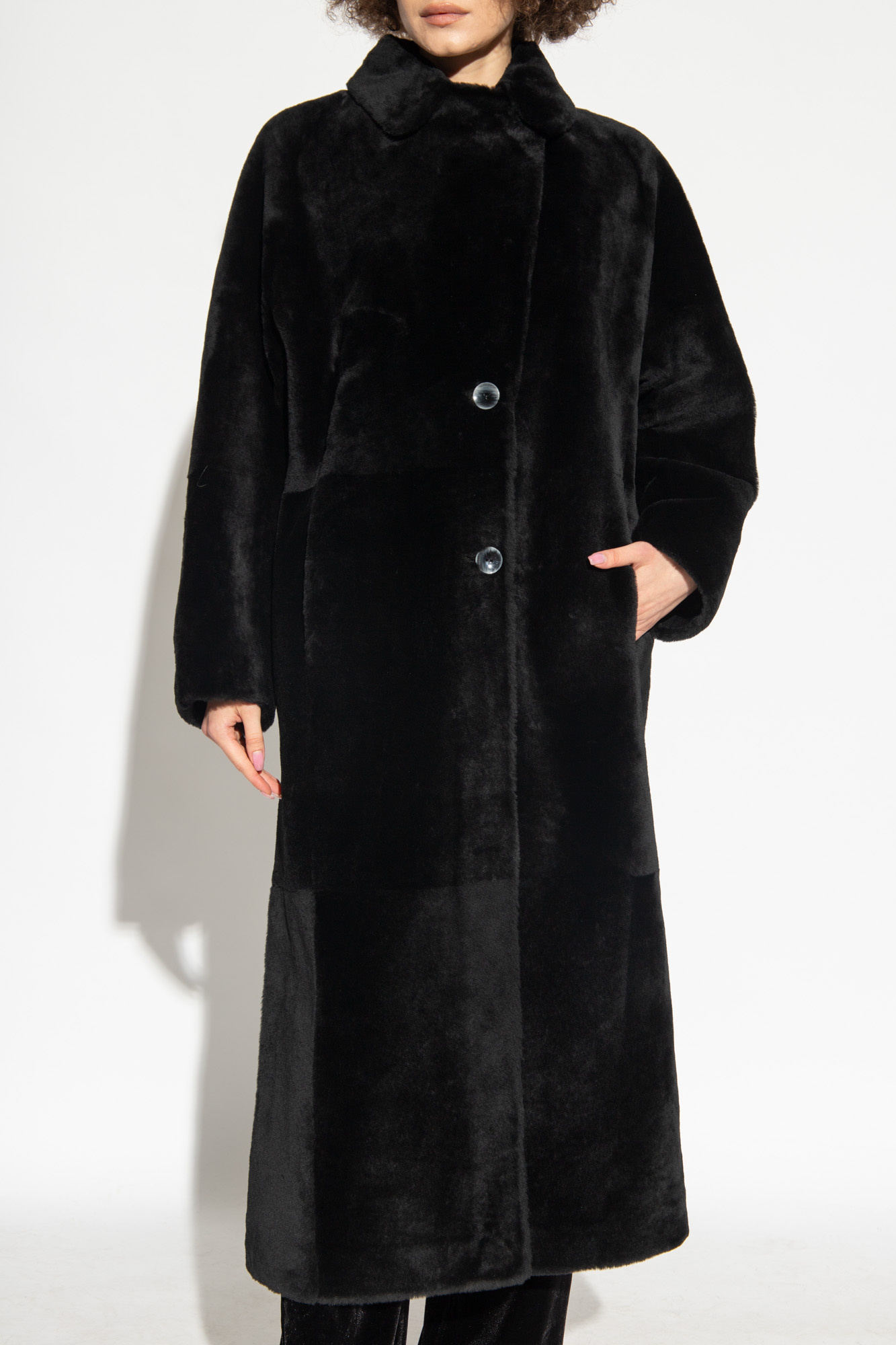 Black Shearling coat Emporio Armani Vitkac Italy